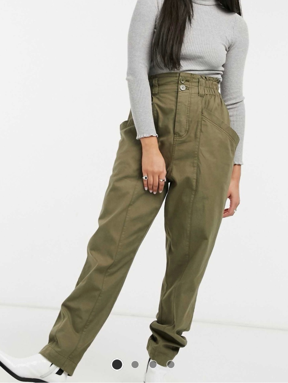 Free People Ready to Run Olive Green High-Waist Utility Pants
